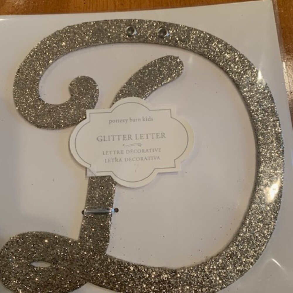 Pottery Barn Decorative Gold Glitter Letter D 8 x8" New